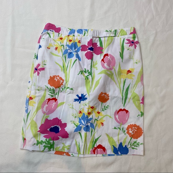 Liz Claiborne Floral Pencil Skirt Size 12 Lizsport Skirt Tulips, Irises … - Picture 1 of 6